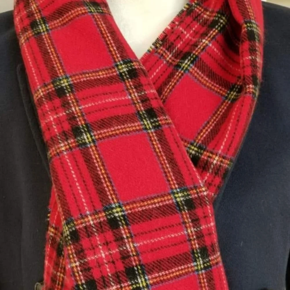 New! J Crew Red Stewart Tartan Plaid Italian Wool Scarf NWT